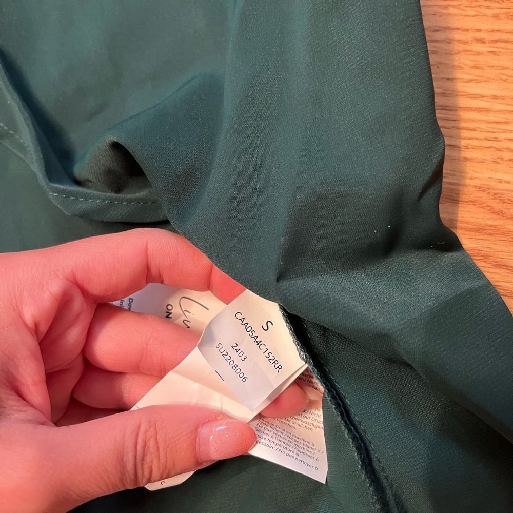 One shoulder forest green dress